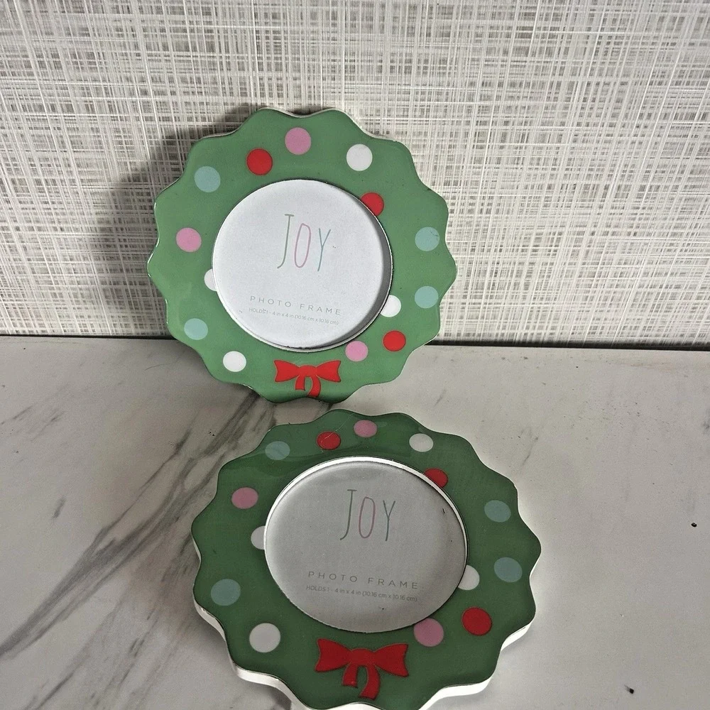 Christmas Wreath Picture Photo Frame Green Acrylic 6